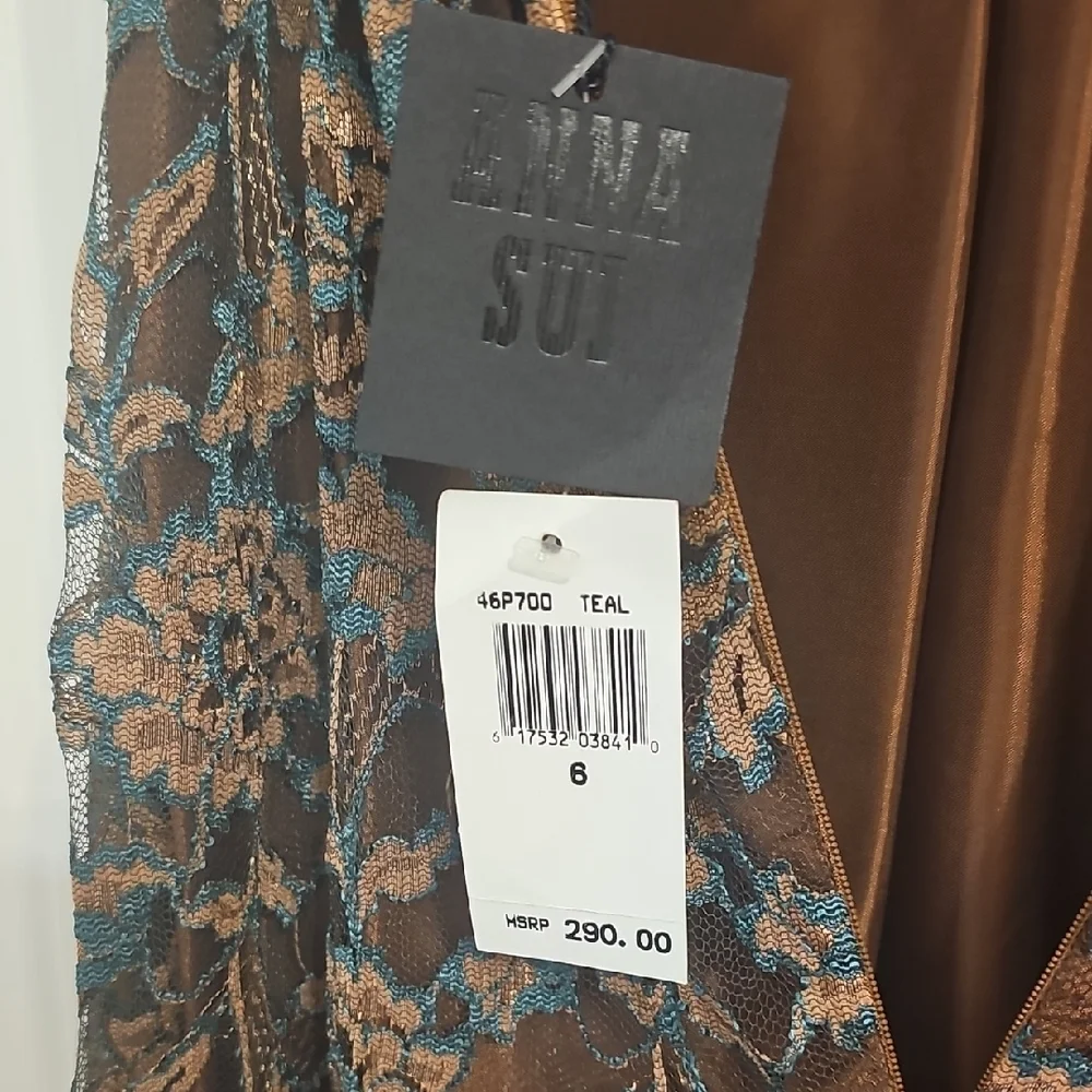 Anna Sui Brown and Blue Pleated Sundress - Picture 4 of 8